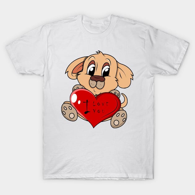 Dog love, I love you, cute, heart, valentine, romance, dog T-Shirt by gravis